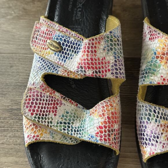 Flexus Women’s Multicolor Leather Comfort Slide Sandals Size 37 EU / 6.5 US - Picture 4 of 8